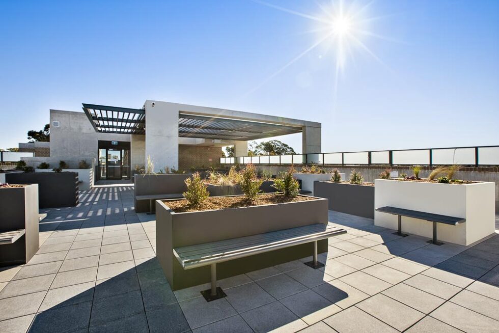 Spacious rooftop garden and community area