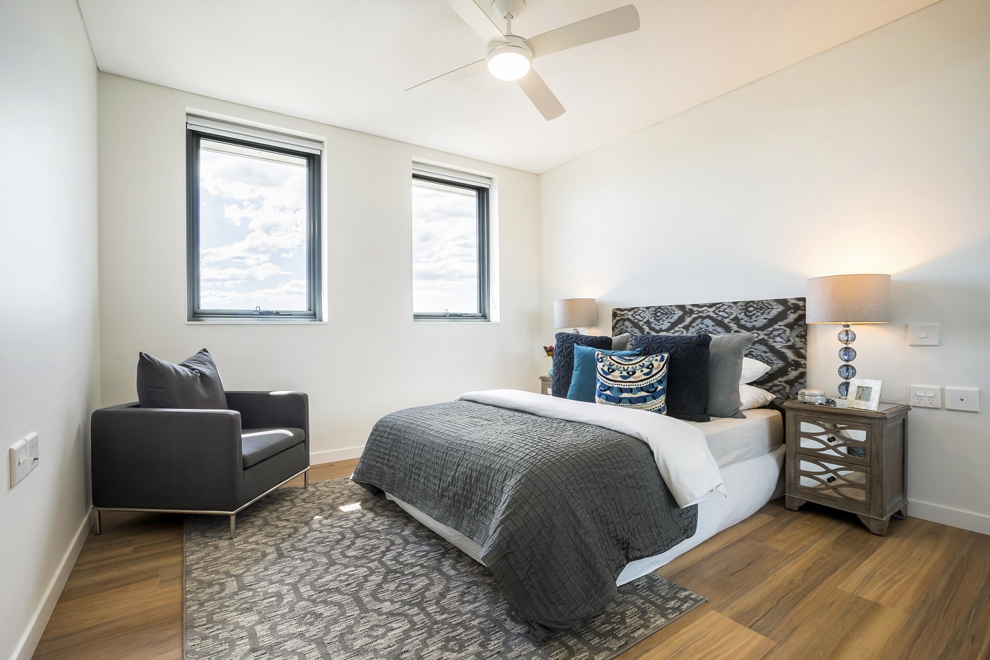 Indoor main bedroom of a unit with display furnishing
