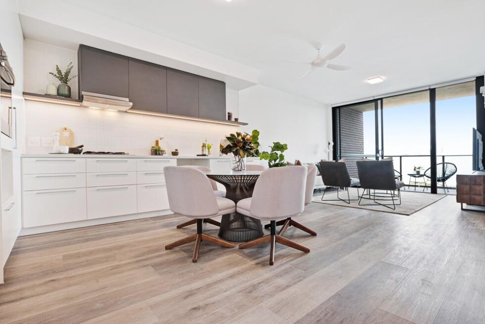 Kitchen dining area in display furnished unit