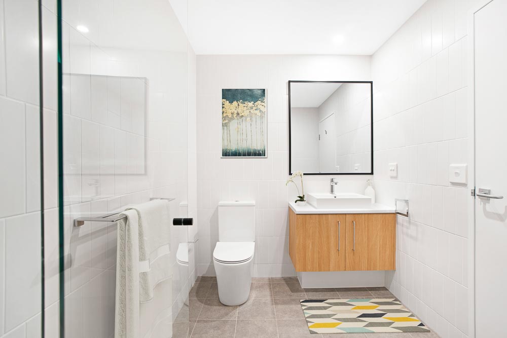 Bathroom of a unit with display furnishing