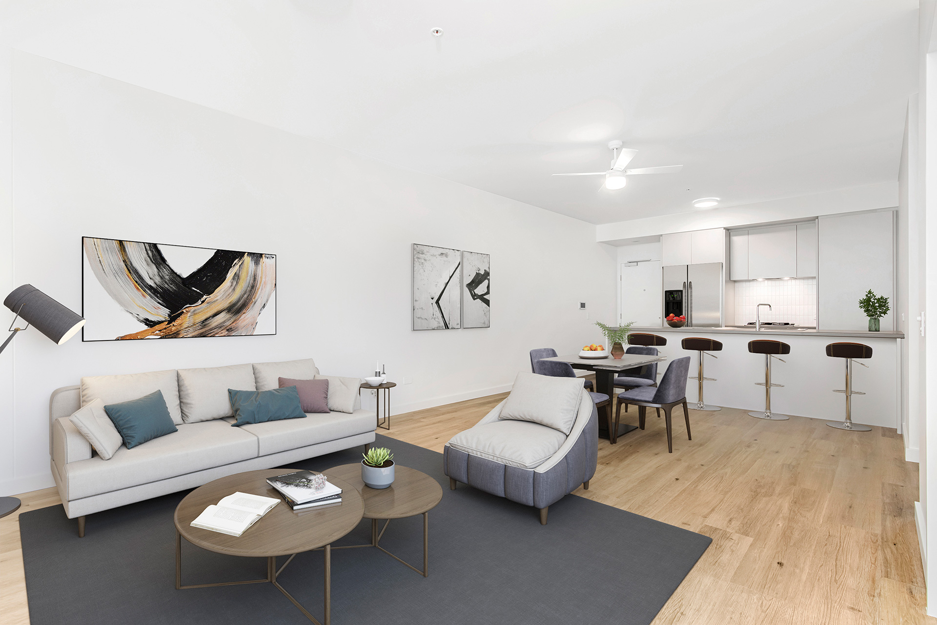 Loungeroom of display-furnished unit