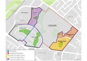 Map of Bonnyrigg showing precinct boundaries