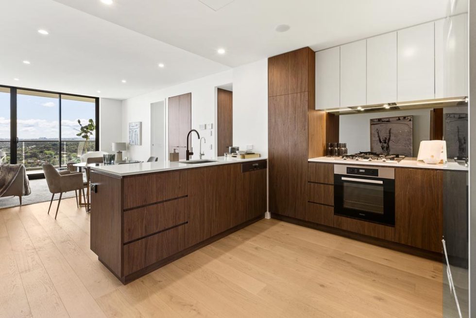 Kitchen area of a dressed display unit