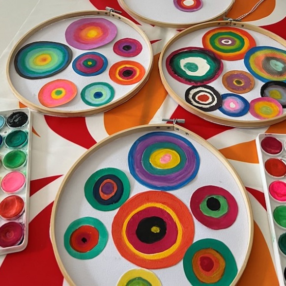 Colourful painted circles inspired by the style of artist Silvia Ken